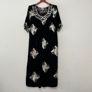 Vintage Retro Velvet Sequin Embellished Dress